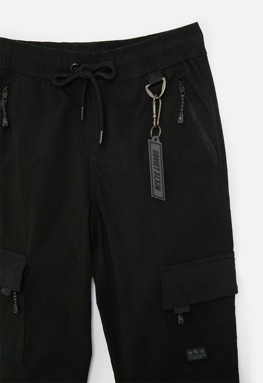 SOVIET - Boys cotton cargo pants - black