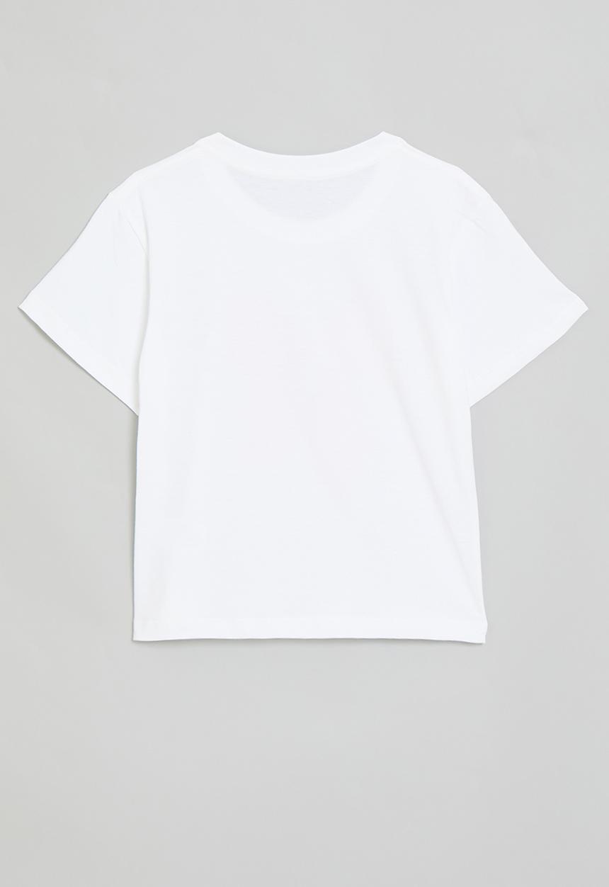 Pop Candy - Bow placement print tee with slogan - white/pink