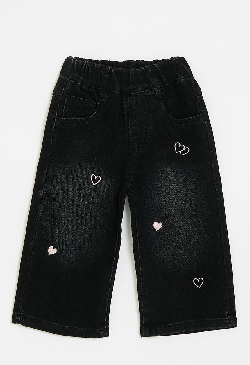 Pop Candy - Heart print denim jeans - black