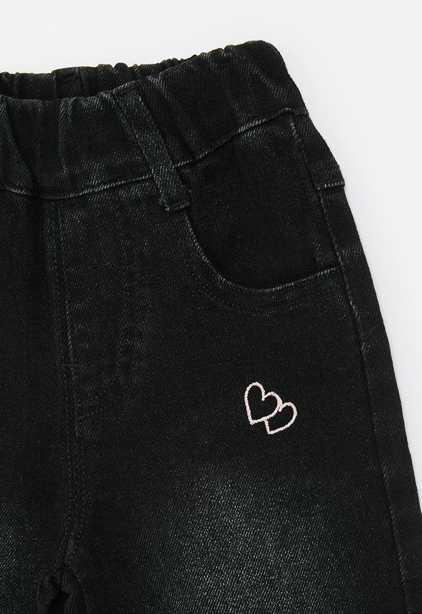 Pop Candy - Heart print denim jeans - black