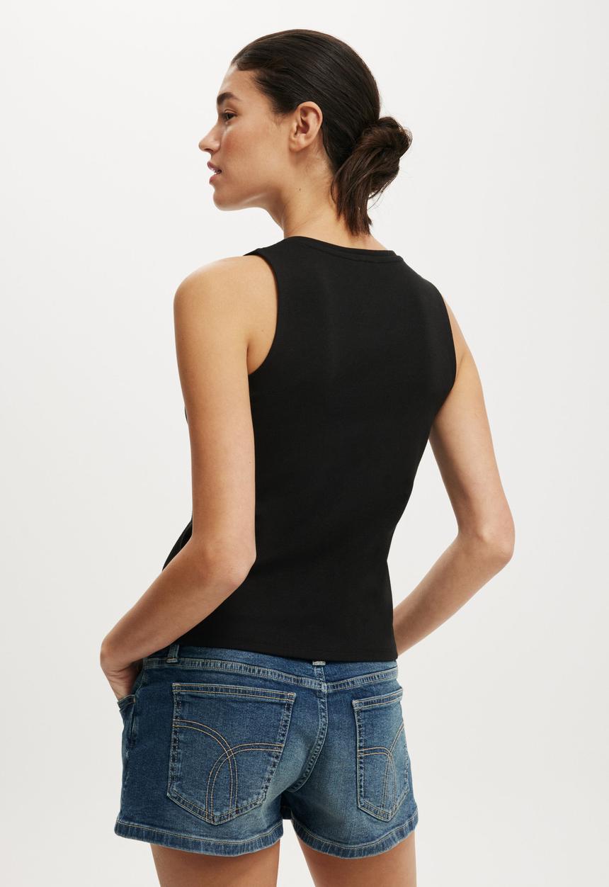 Cotton On - Bailey button detail vest - black