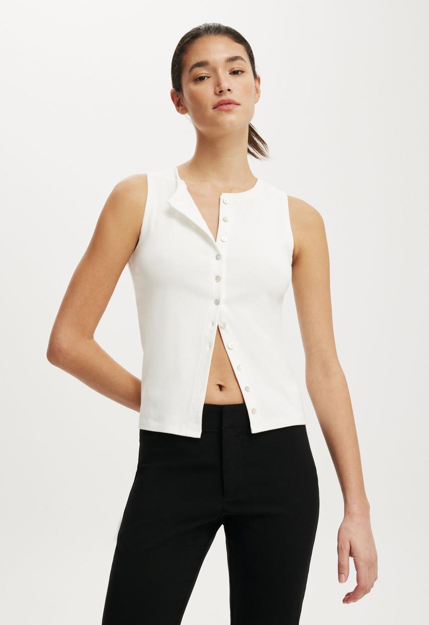 Cotton On - Bailey button detail vest - vintage white