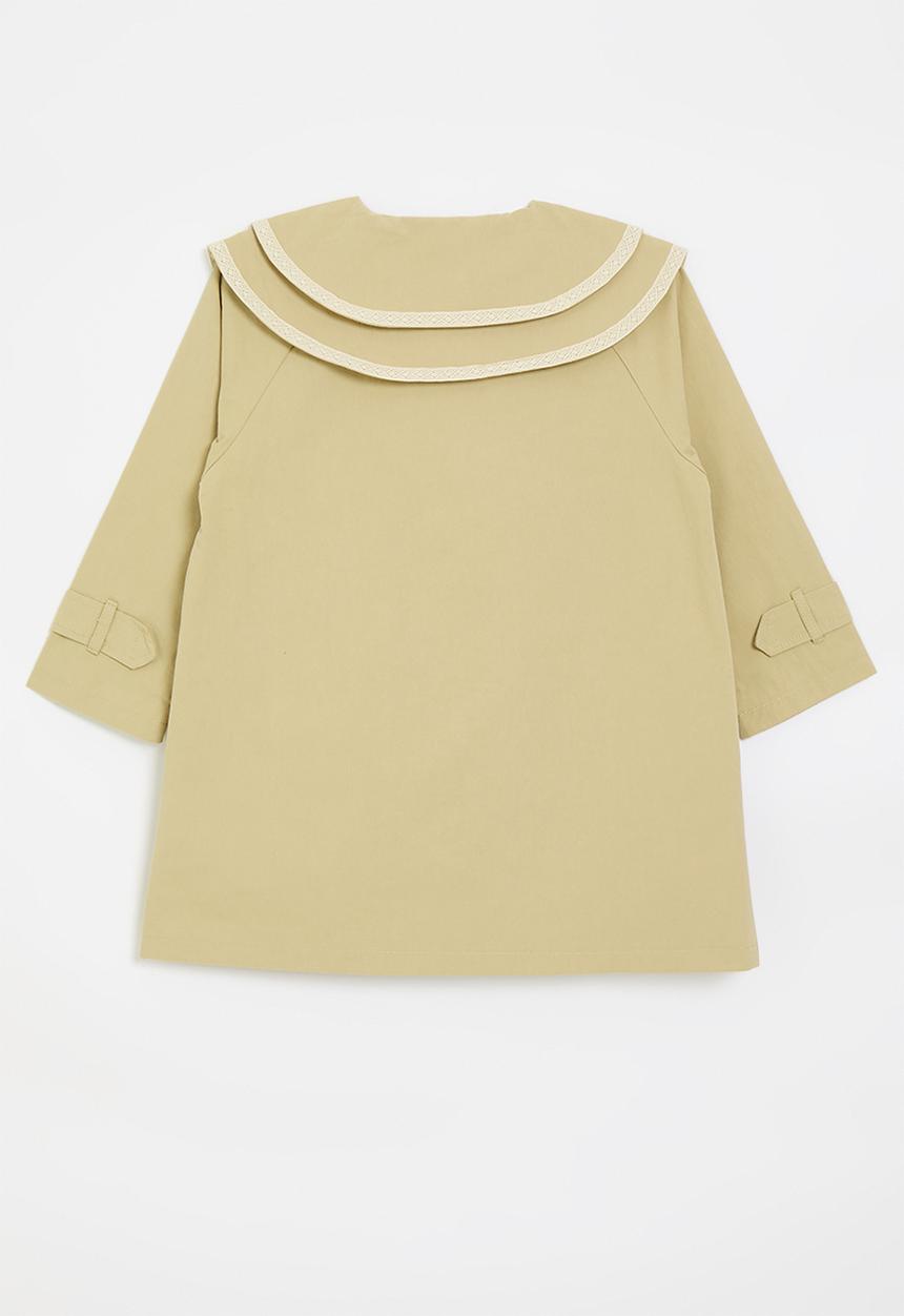 Pop Candy - Double pointed flat collar coat - sand brown/white