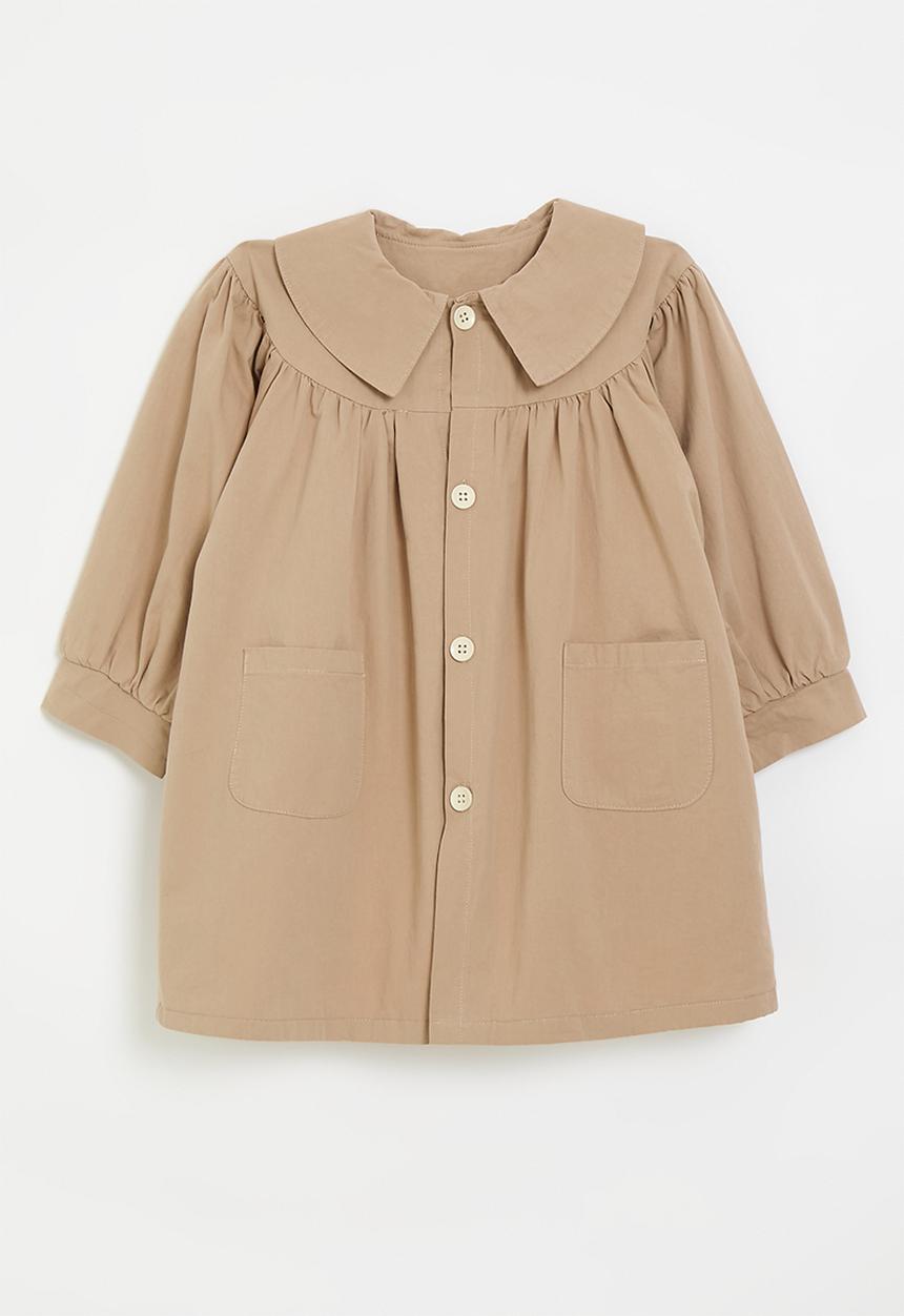 Pop Candy - Vintage inspired dress with pointed flat collar - mocha brown