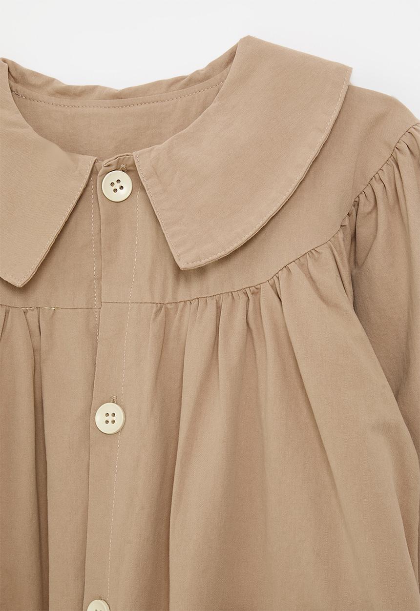 Pop Candy - Vintage inspired dress with pointed flat collar - mocha brown
