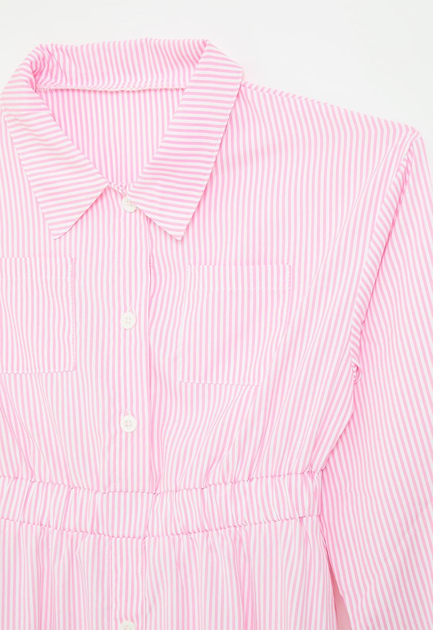 Pop Candy - Shirt dress with elasticated waist - pink/white/candy stripes