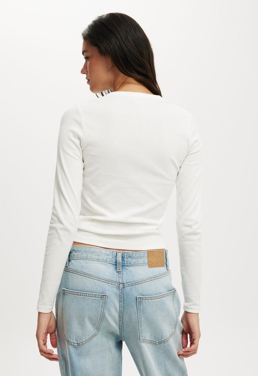 Cotton On - Ryan henley long sleeve - vintage white