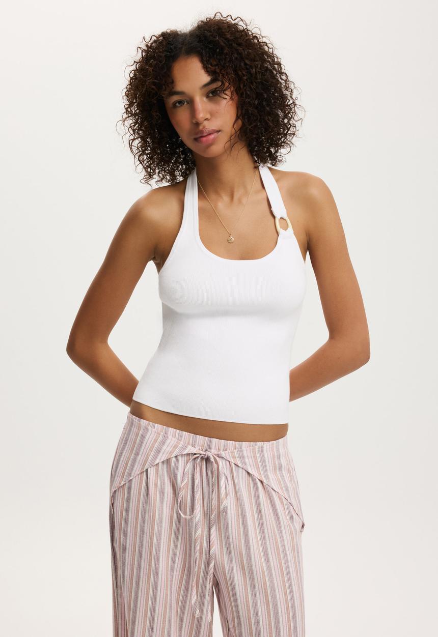 Cotton On - Knit halter tort ring - white