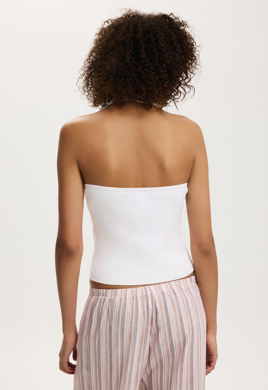 Cotton On - Knit halter tort ring - white