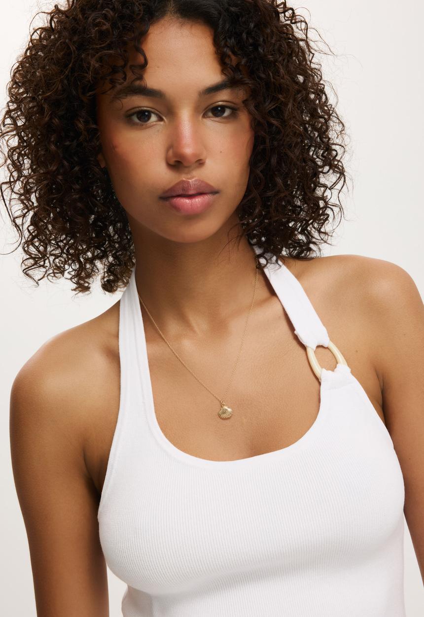 Cotton On - Knit halter tort ring - white
