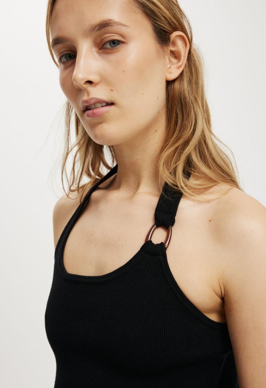 Cotton On - Knit halter tort ring - black