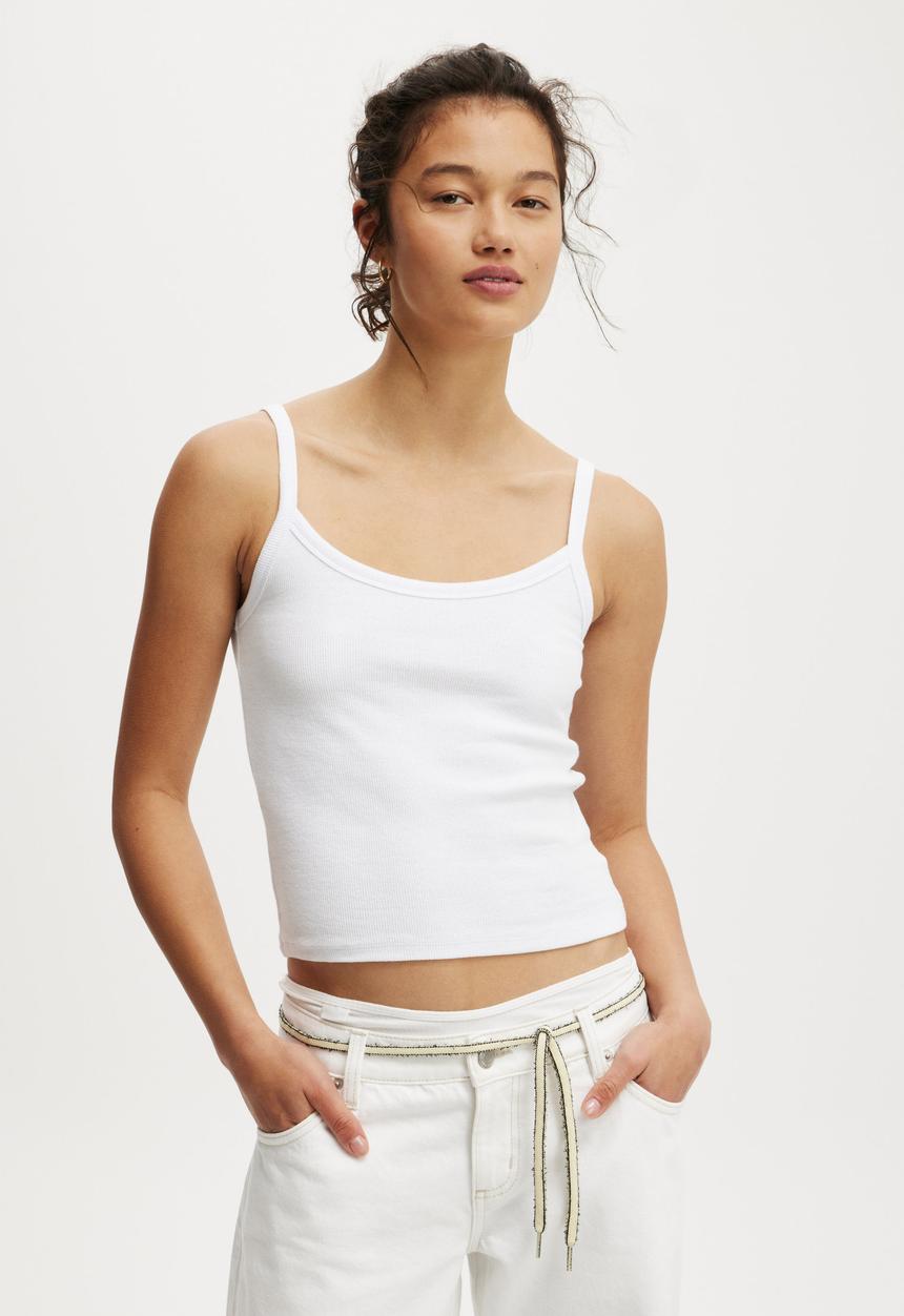 Cotton On - Goldie rib scoop cami - white