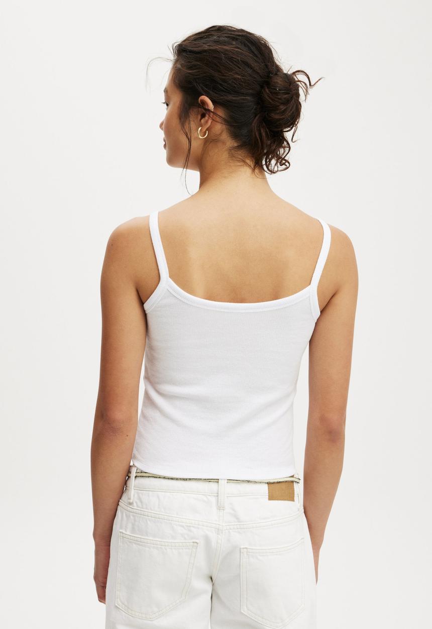Cotton On - Goldie rib scoop cami - white