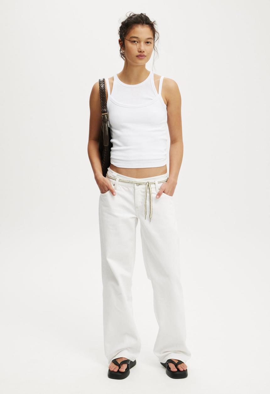 Cotton On - Goldie rib scoop cami - white