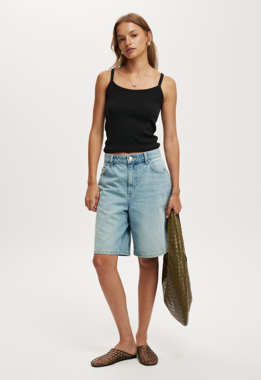 Cotton On - Goldie rib scoop cami - black
