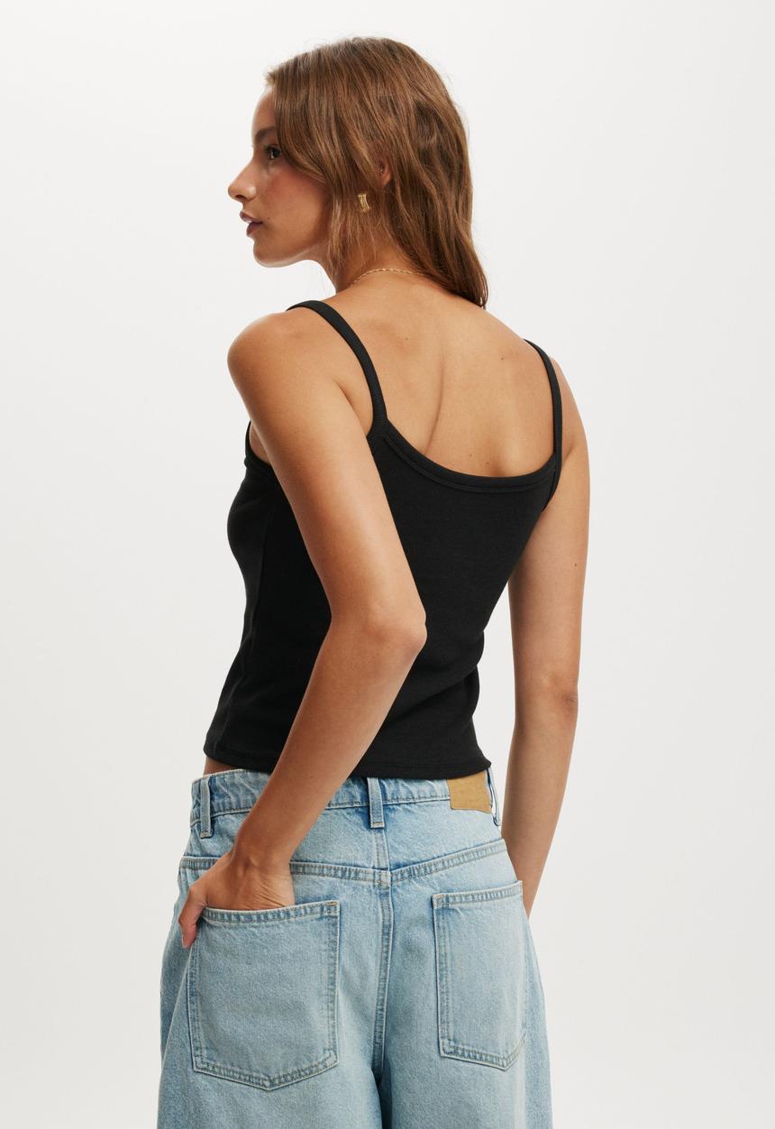 Cotton On - Goldie rib scoop cami - black