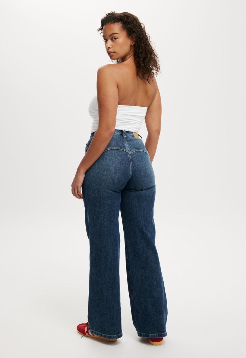 Cotton On - Curvy Stretch Wide Jean - Deepwater Blue/Western
