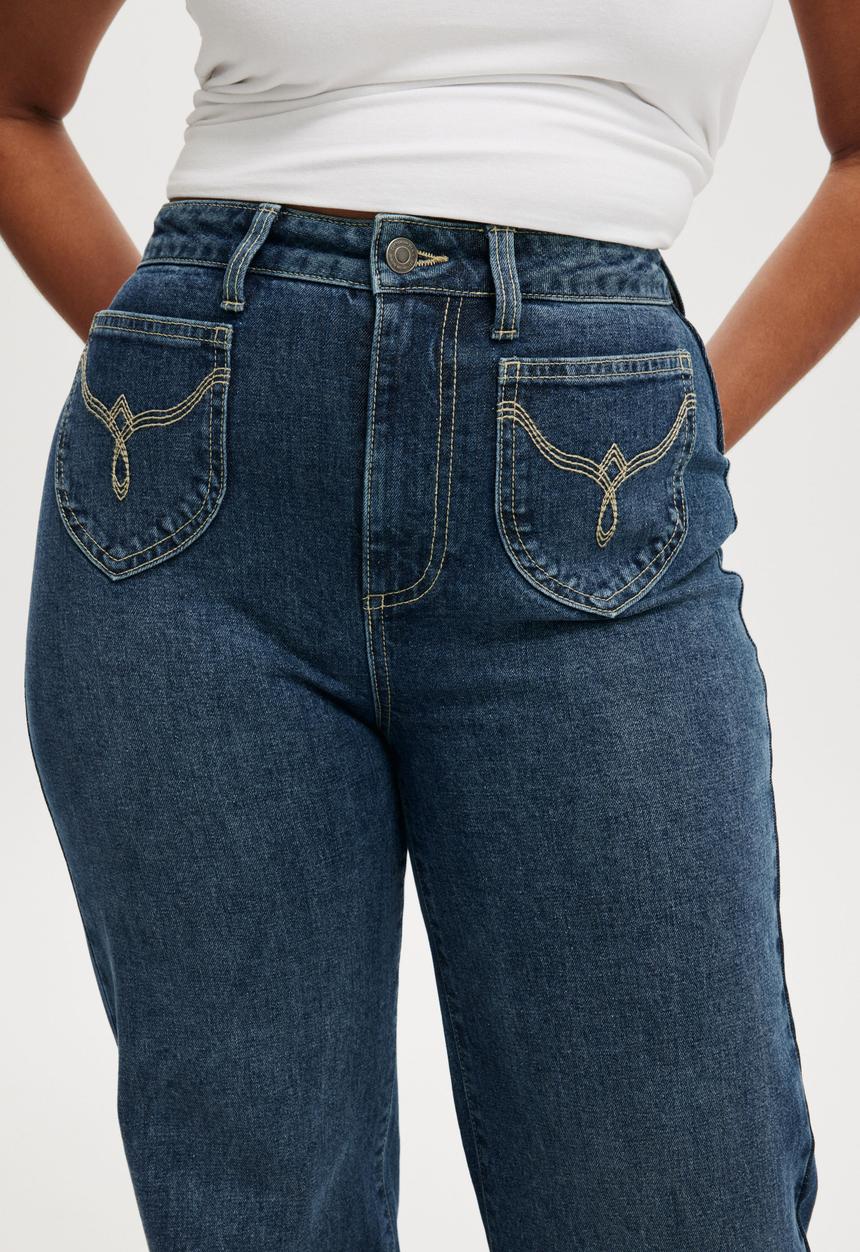 Cotton On - Curvy Stretch Wide Jean - Deepwater Blue/Western
