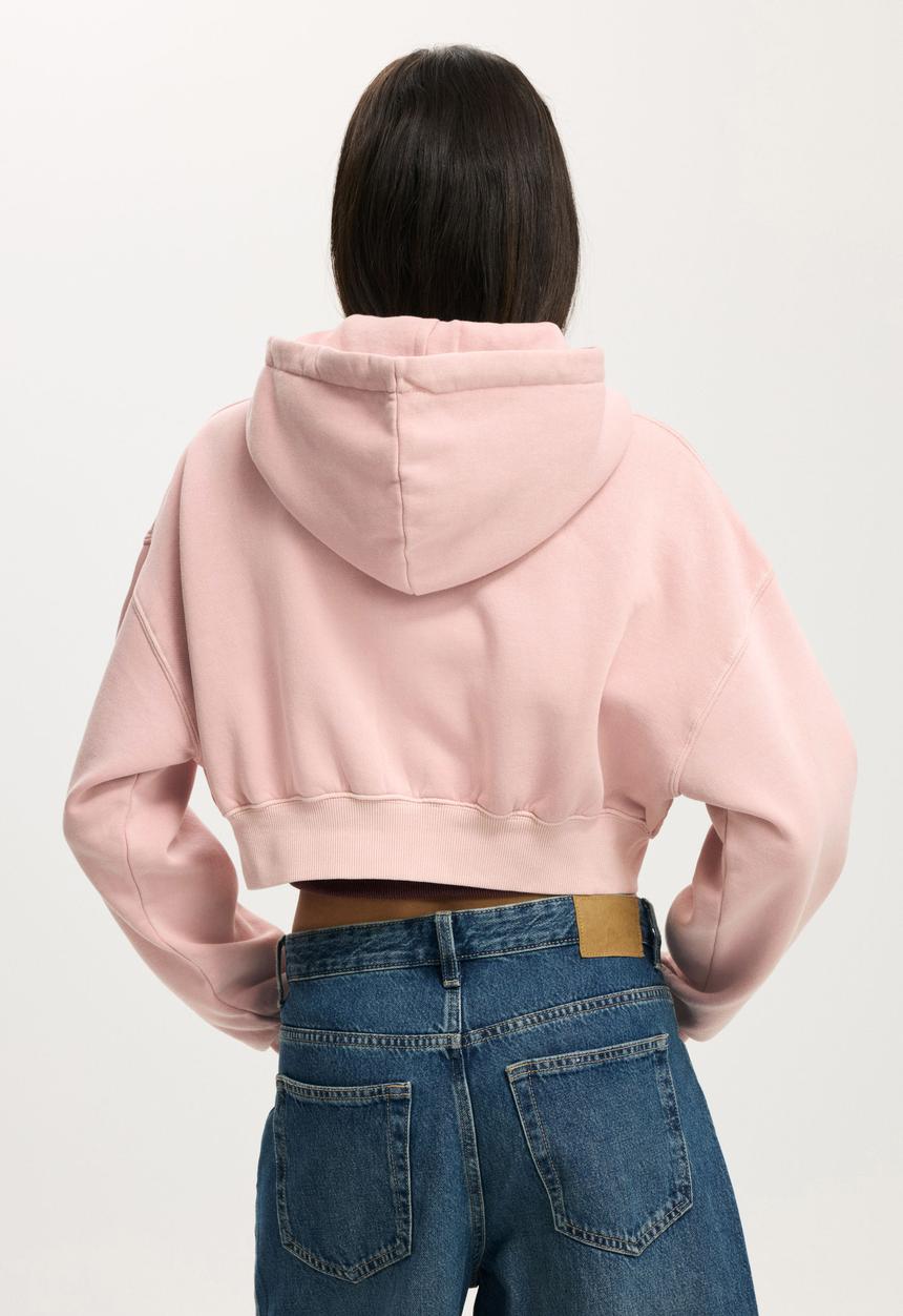 Cotton On - Cropped zip through hoodie - washed spellbound