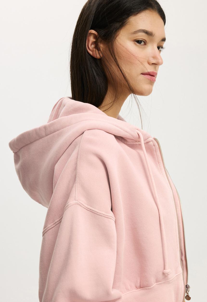 Cotton On - Cropped zip through hoodie - washed spellbound