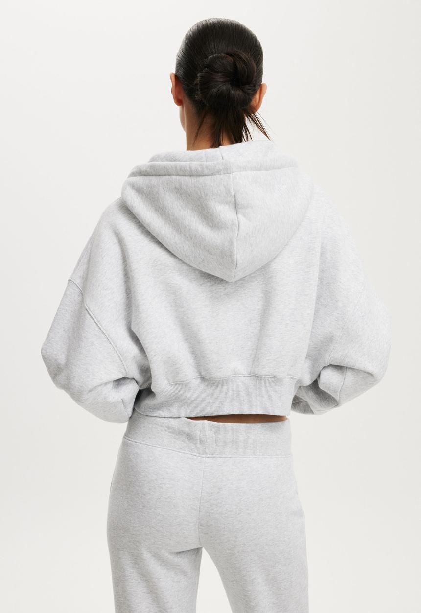Cotton On - Cropped zip through hoodie - soft grey marle
