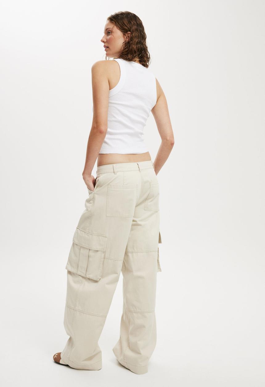 Cotton On - Benny cargo pant - washed ecru