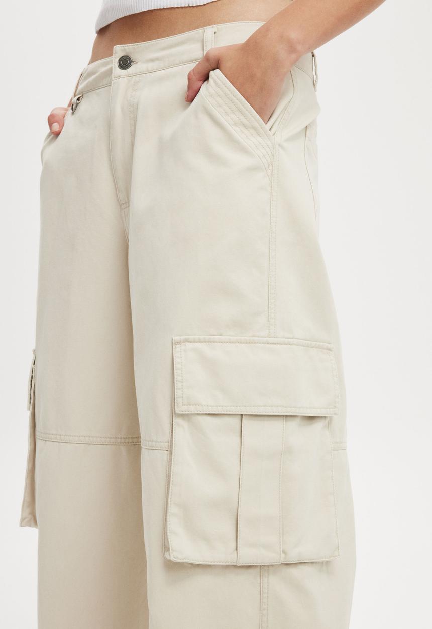 Cotton On - Benny cargo pant - washed ecru