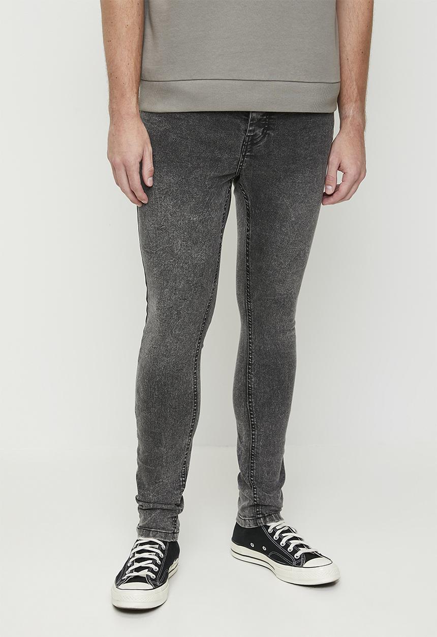 Brave Soul - Super Skinny Fit Denim Jean Acid Wash - Long Length