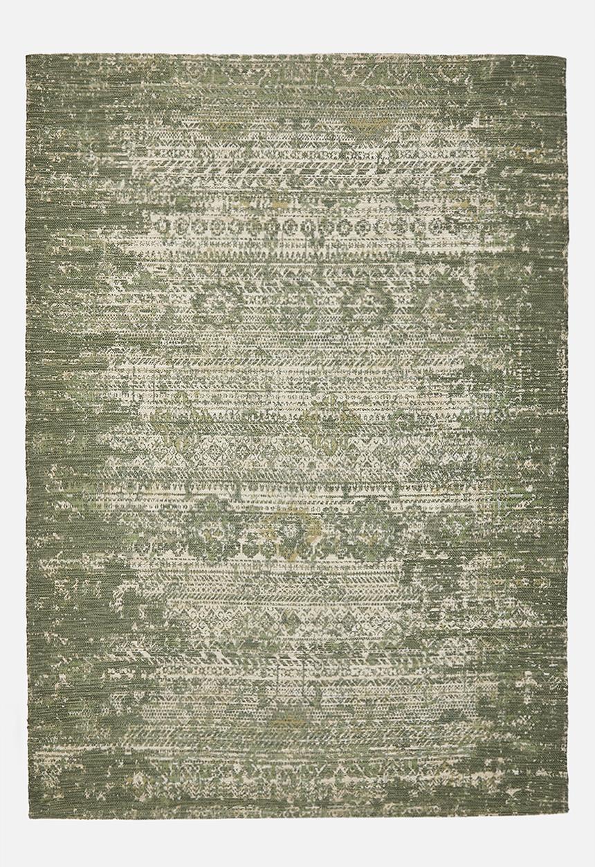 Sixth Floor - Cotton chenille plush distressed rug - green 