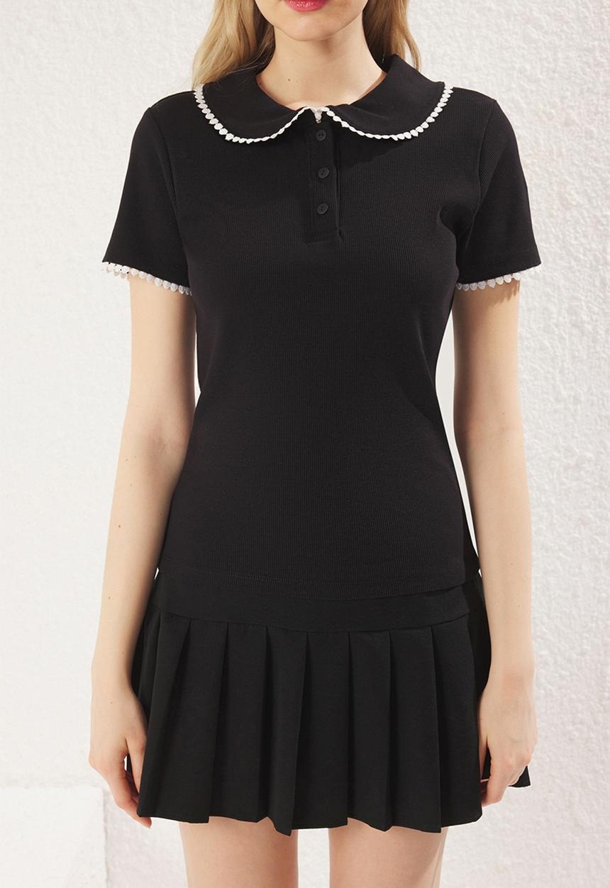 Trendyol - Button-Fitting Stretchy Ribbed Knitted Blouse - Black