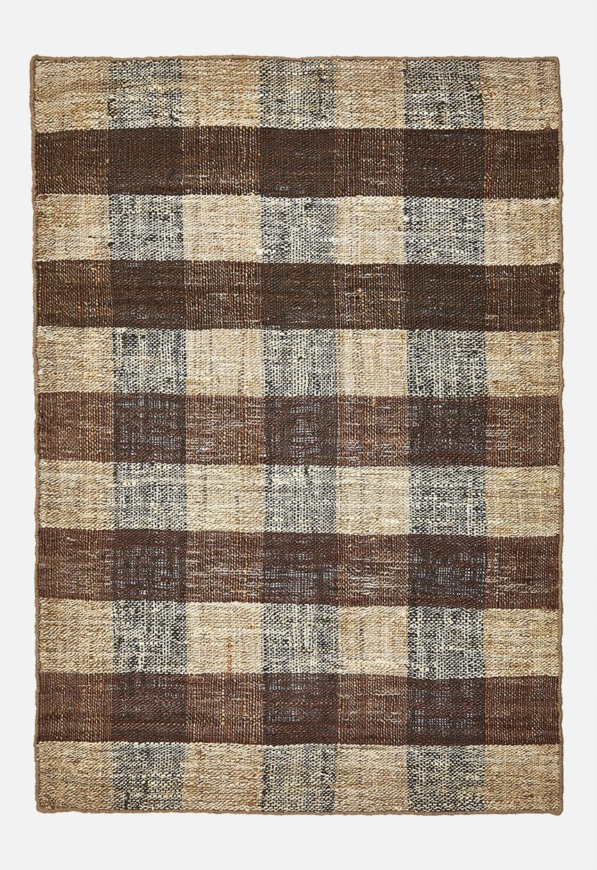 Sixth Floor - Handwoven Check Jute Durrie - Natural