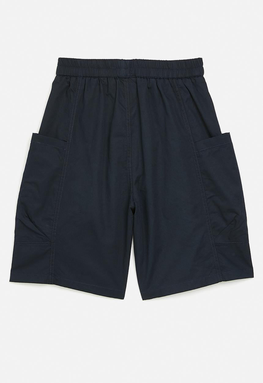 Pop Candy - Panelled shorts with large inverted pleat pockets - oxford blue