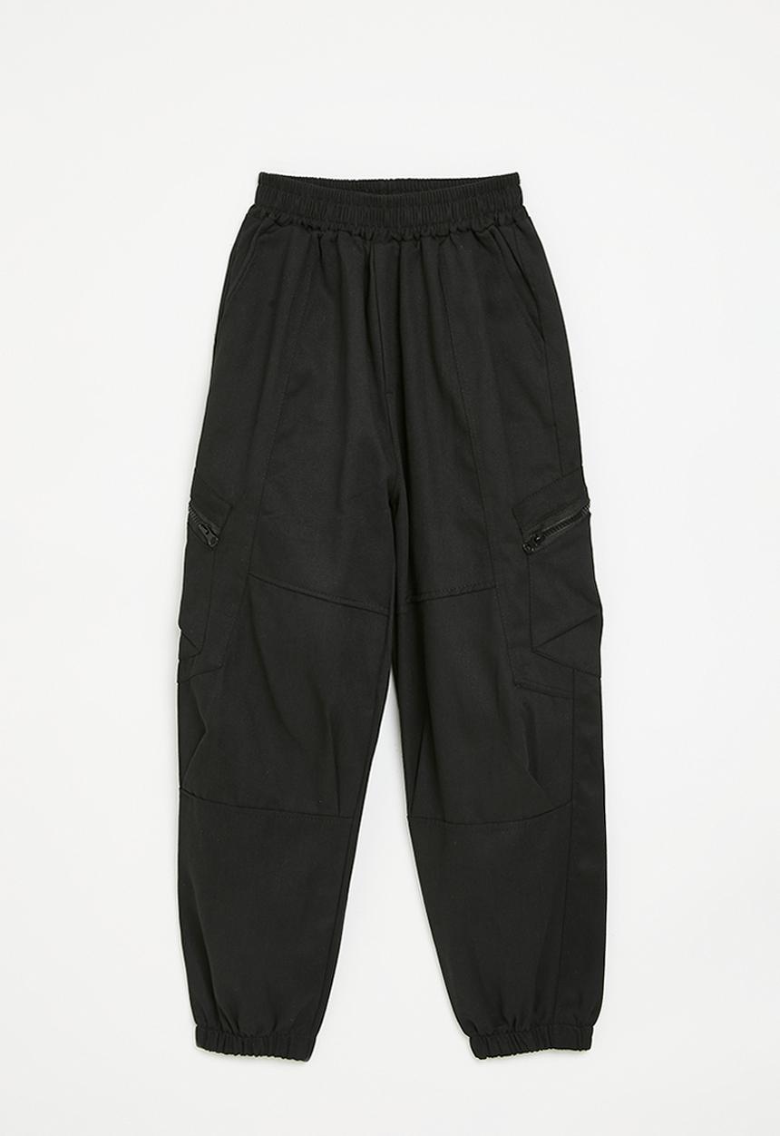 Pop Candy - Cargo pants with diagonal zips - black 