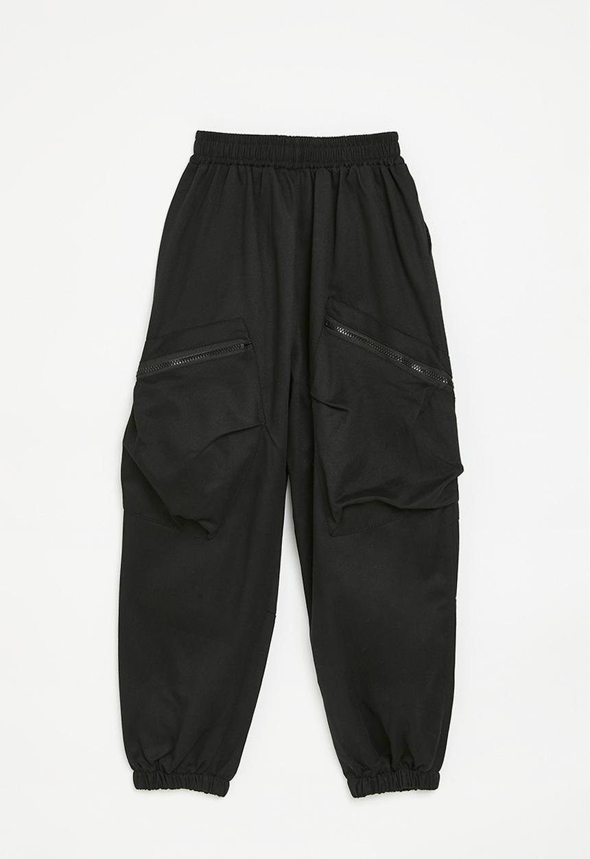 Pop Candy - Cargo pants with diagonal zips - black 