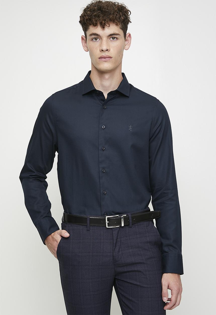 Pringle of Scotland - Pringle tim long sleeve tailored shirt - navy