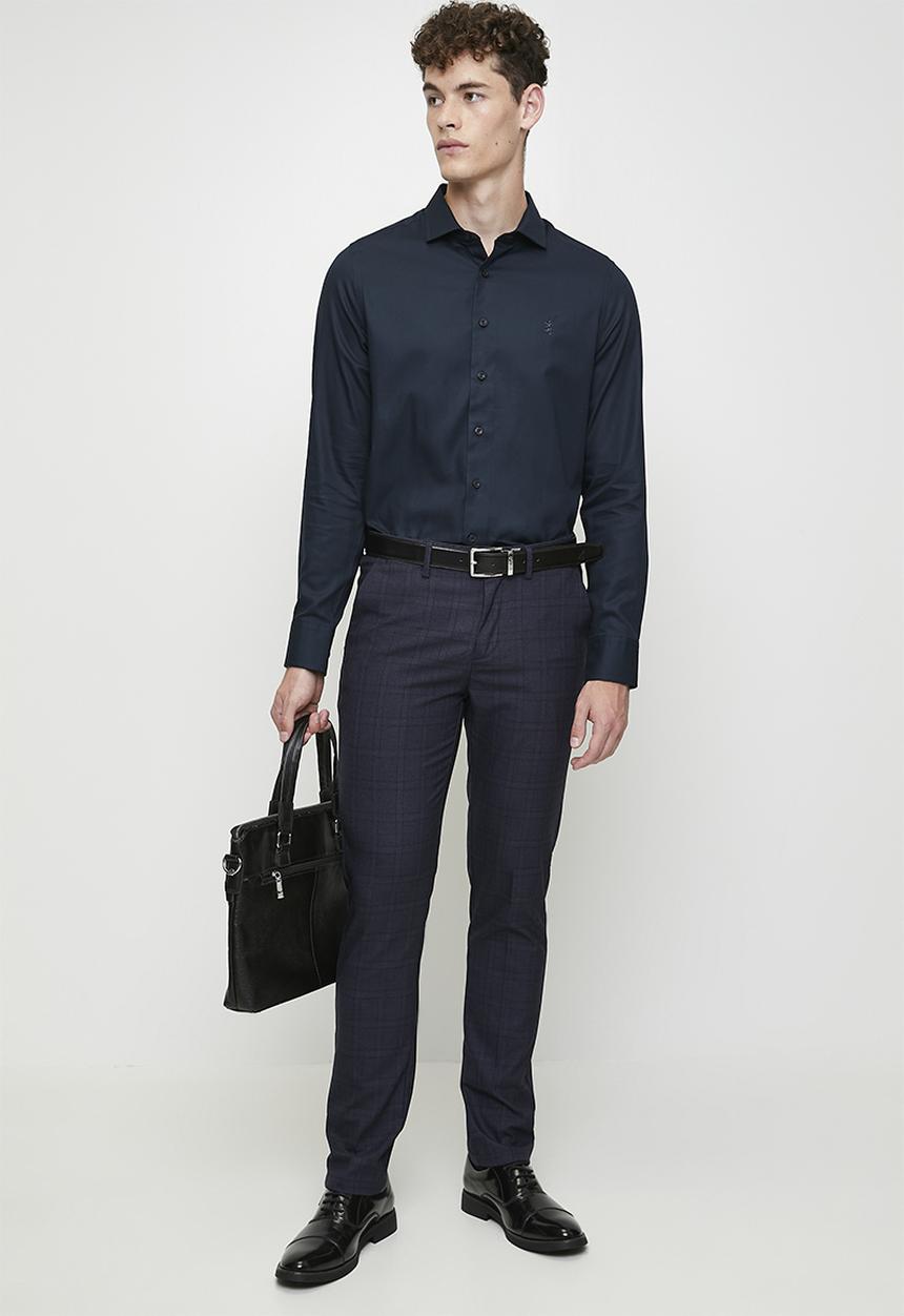 Pringle of Scotland - Pringle tim long sleeve tailored shirt - navy