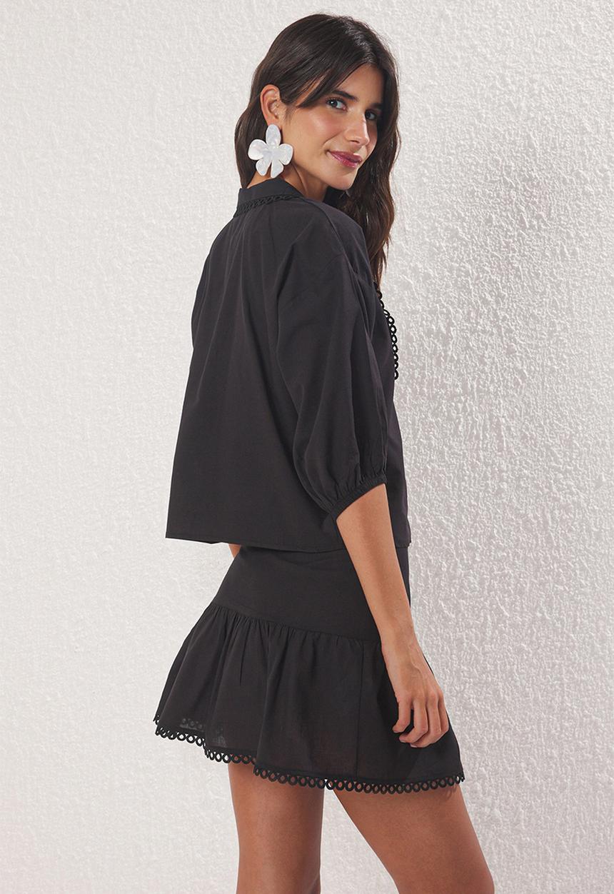 Trendyol - Blouse and Skirt Beach Suit Set - Black