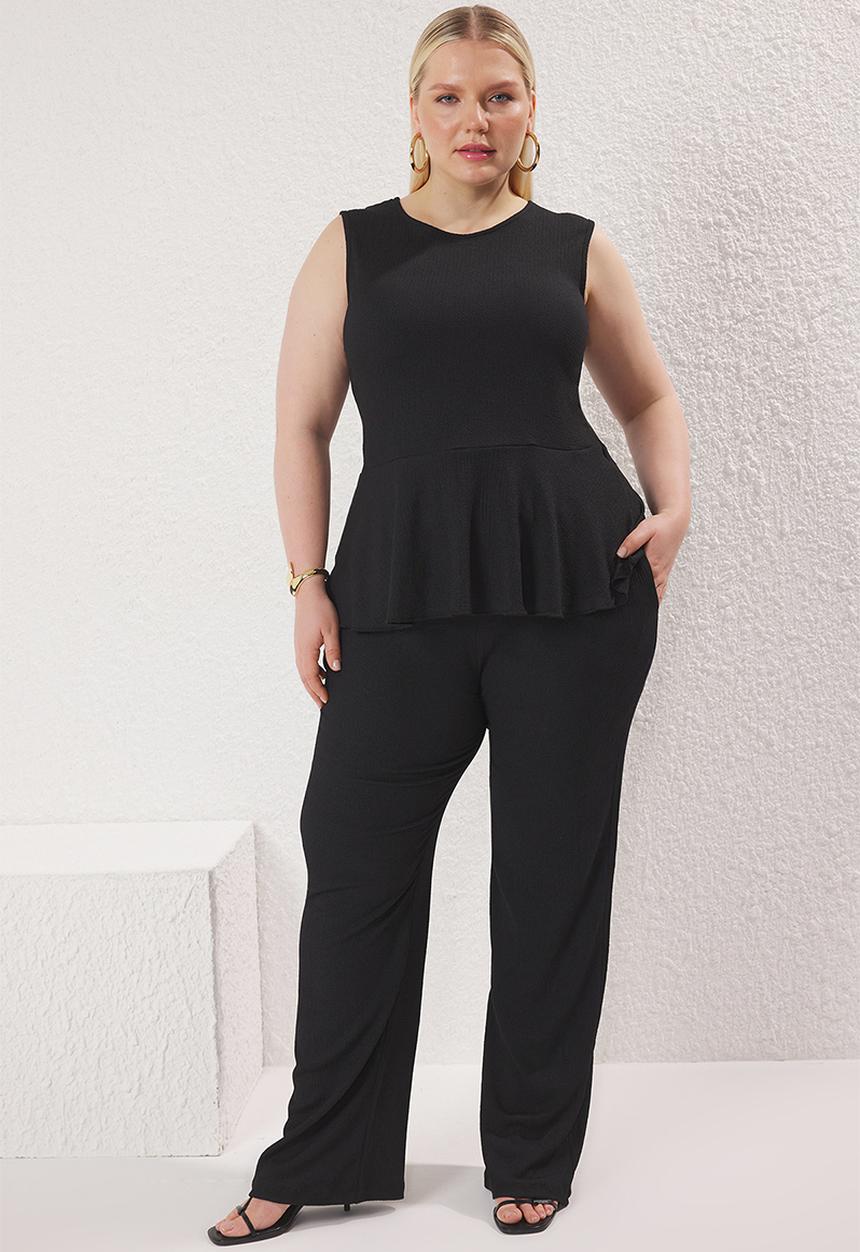 Trendyol - Plus size flexible wrap suit - black