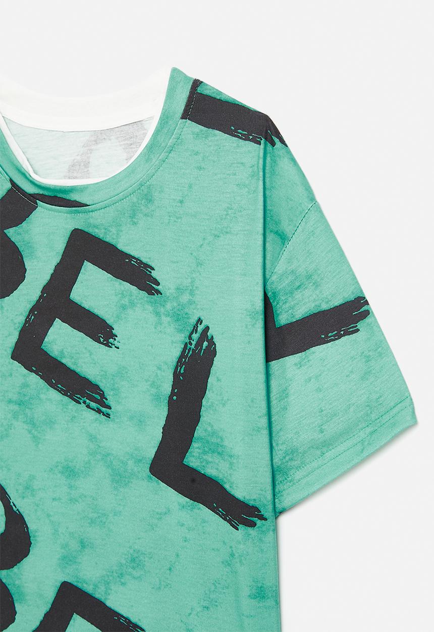Pop Candy - Brush font tie dye tee - green