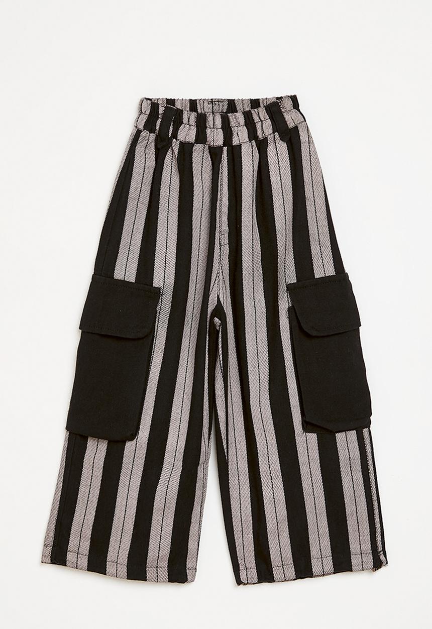 Pop Candy - Cargo-style wide leg pants - grey/black stripe