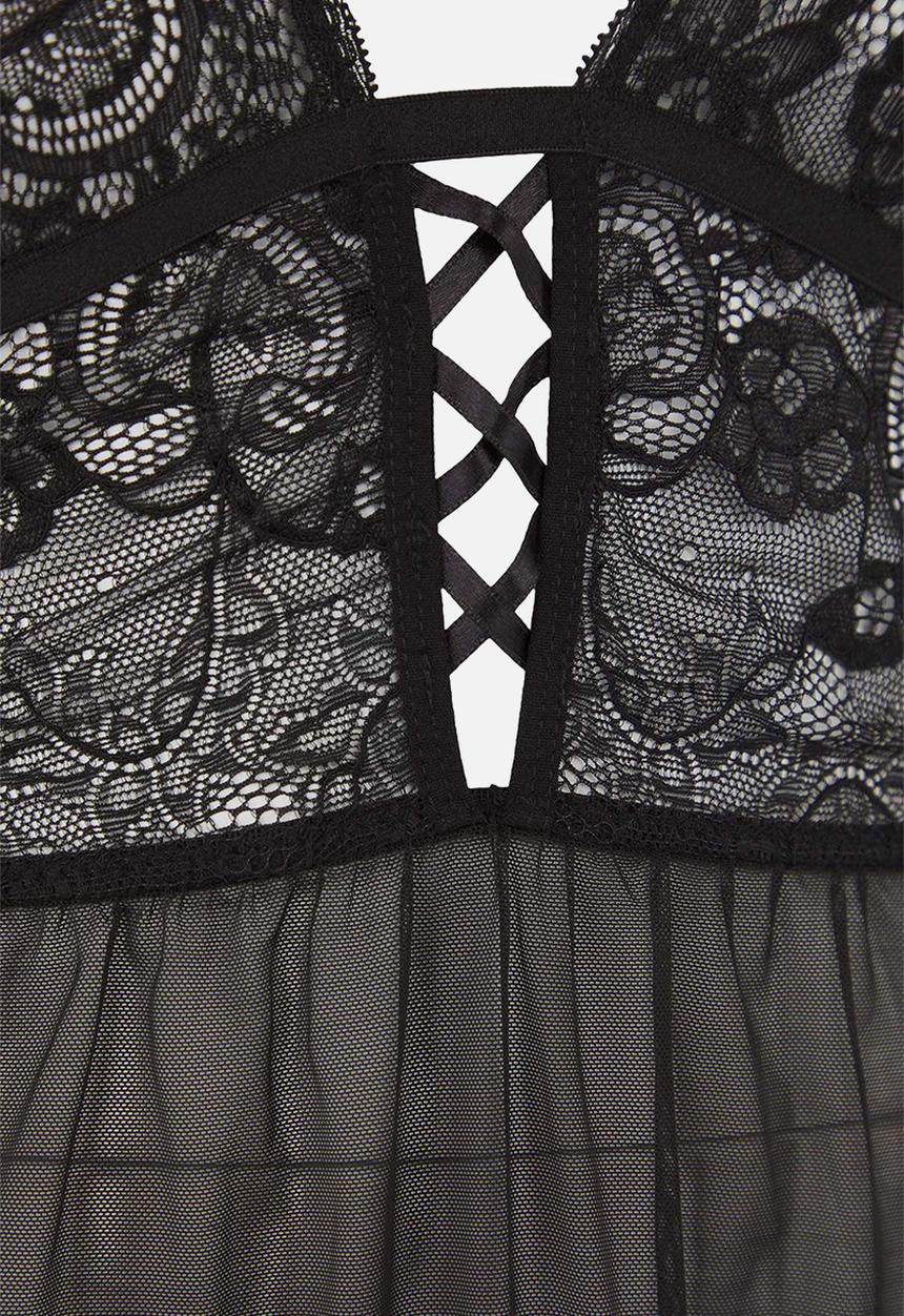 Trendyol - Plus size lace babydoll - black