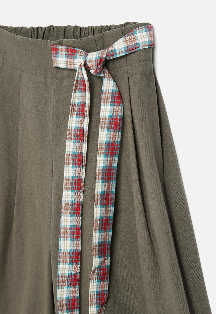 Pop Candy - Palazzo pants with belt - dark brown/check