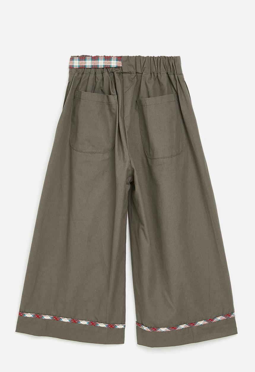 Pop Candy - Palazzo pants with belt - dark brown/check