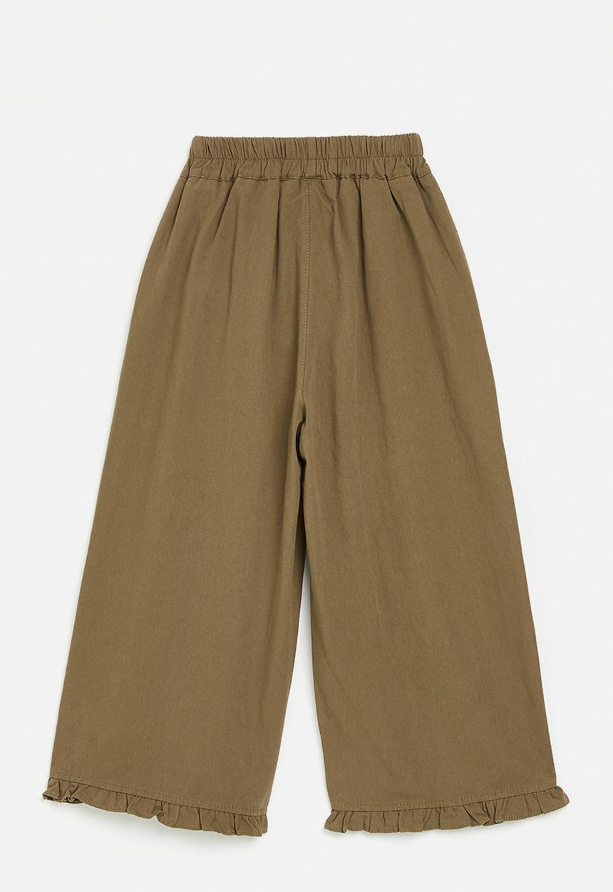 Pop Candy - Floral embroidered wide leg pants - dark brown