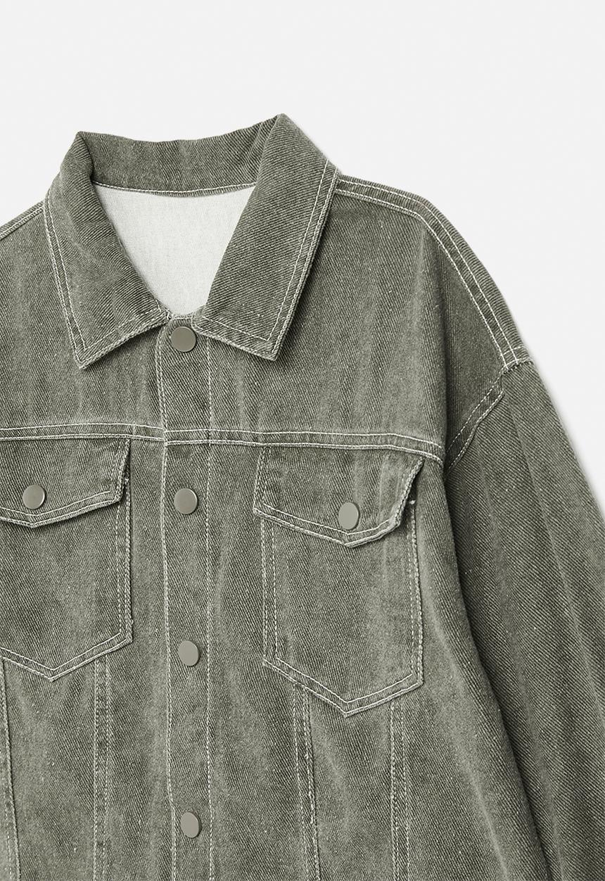 Pop Candy - Trucker jacket with contrast topstitching - grey