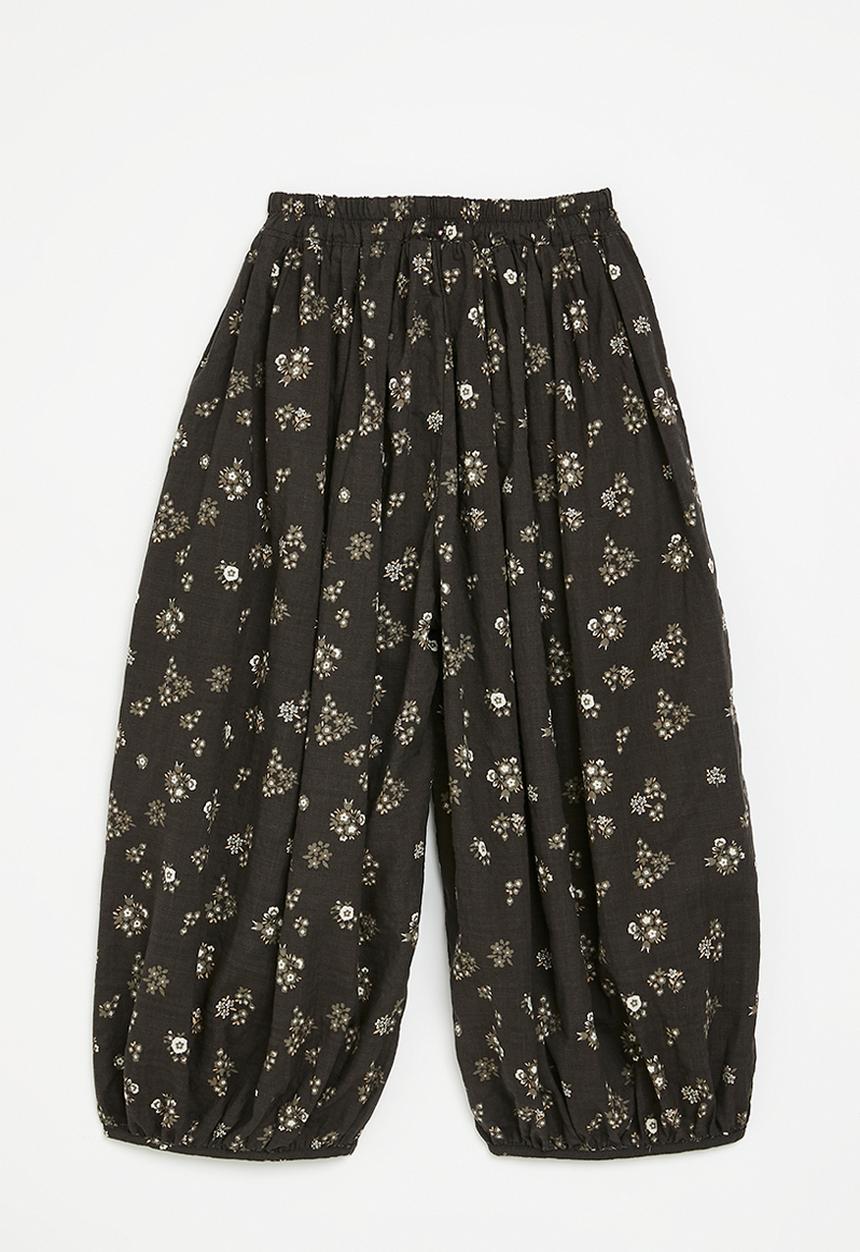 Pop Candy - Floral all-over print parachute pants - sepia brown