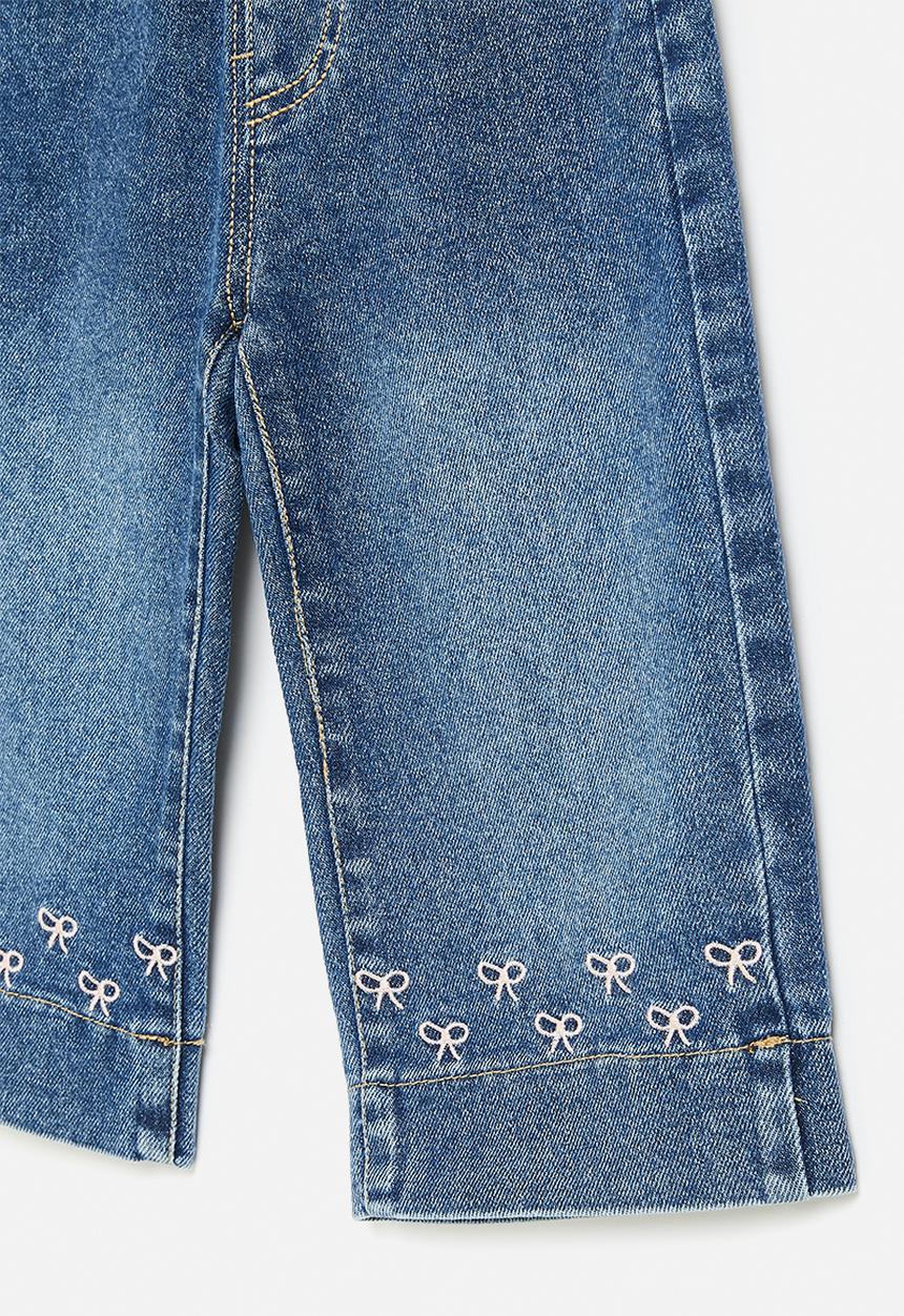 Pop Candy - Embroidered bow denim jeans - blue