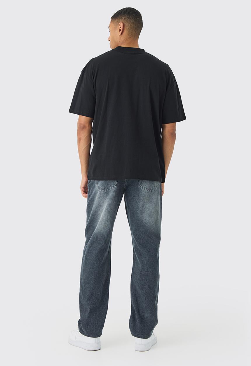 boohooMAN - Relaxed Rigid Jean In Mid Grey - Mid Grey
