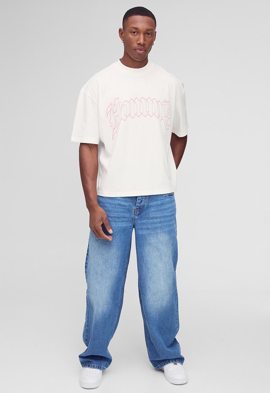 boohooMAN - Baggy Rigid Jean in Light Blue - Light Blue