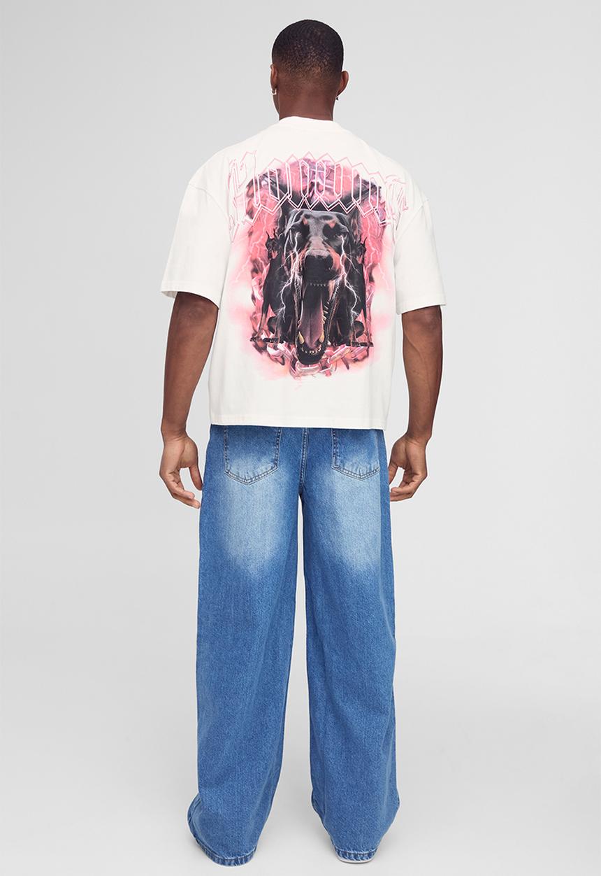 boohooMAN - Baggy Rigid Jean in Light Blue - Light Blue